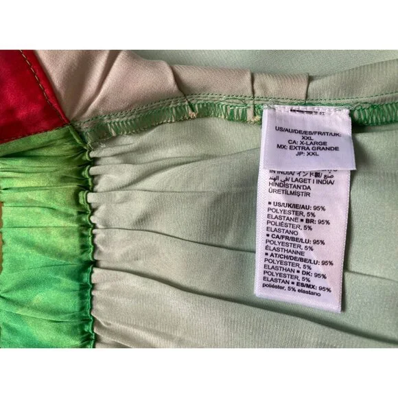 Ombré The Drop XXL Satiny Slip Skirt XXL Midi Green Abstract Summer Boho Beach - Picture 5 of 5